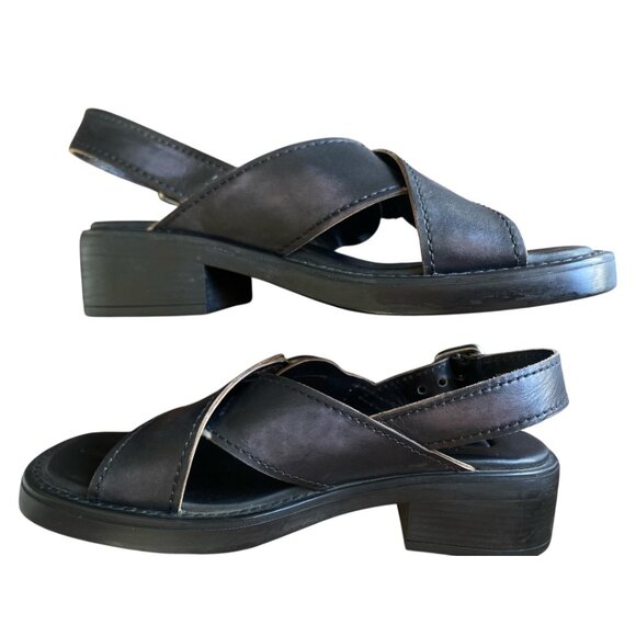 Miu Miu Leather Bleached Sandals Black Excellent Condition Size 38 1/2 - Picture 7 of 9